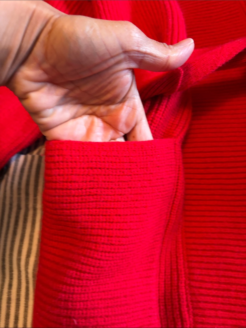 Ann Taylor Red Long Knit Belted Cardigan - Picture 3 of 7